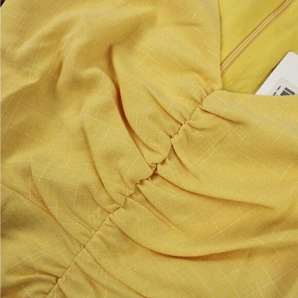 Line And Dot Sunny Ruched Cutout Mini Dress In Yellow - Women's Size Large - Picture 5 of 15